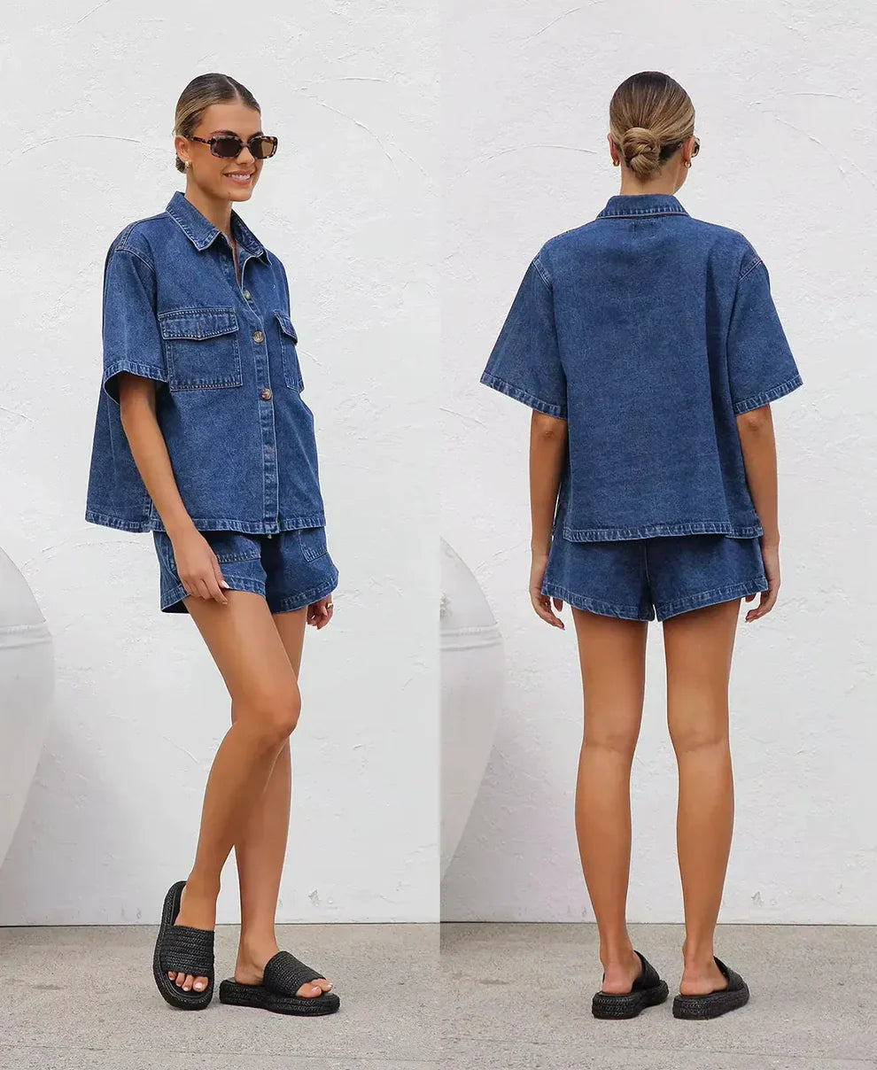 Quinn™ – Céline Denim Two Piece Set