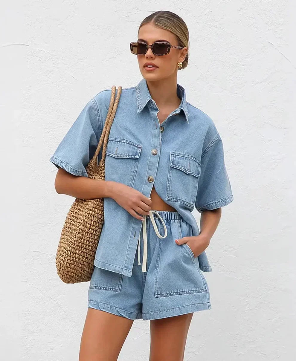 Quinn™ – Céline Denim Two Piece Set