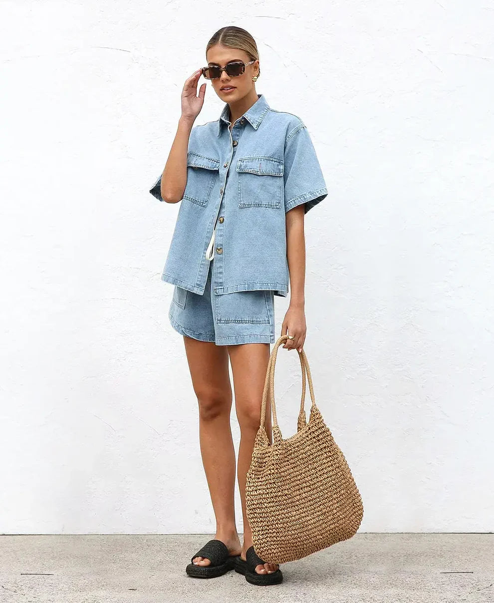 Quinn™ – Céline Denim Two Piece Set