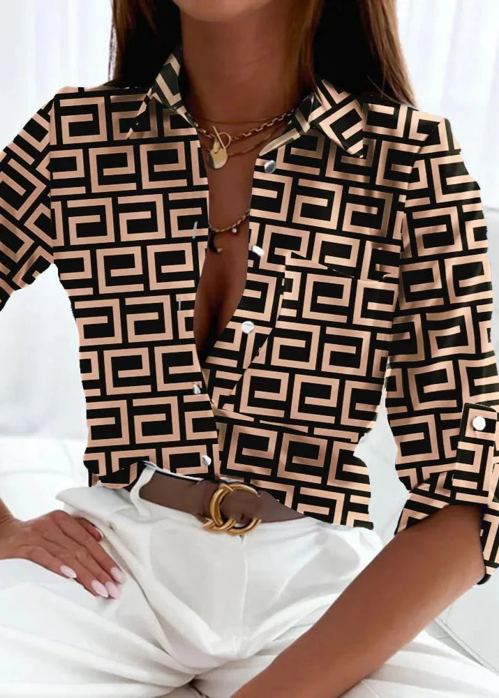Quinn™ – Laura - Elegant Blouse with Artistic Print