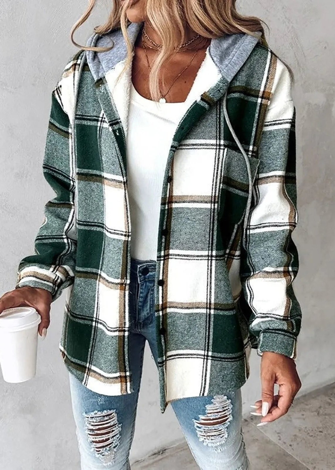 Quinn™ – Clara - Plaid Hooded Shacket